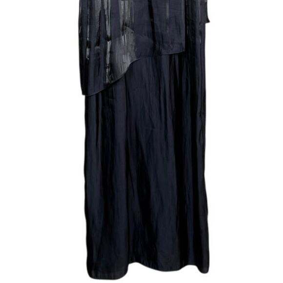 Tibi Flume Asymmetrical Silk Lined Wrap Sleeveless Maxi Halter Dress 8 Black - Picture 4 of 16